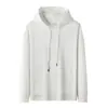 Sudadera con capucha 65% algodón anti-pilling para hombre, nuevo modelo otoño 2026, manga larga, color liso, sudadera versátil y cómoda para hombre