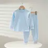 Conjunto de Ropa y Pantalones de Algodón Colorido de Otoño para Niños, Algodón Puro, Sin Costuras, Clase A, Ropa Cálida para el Hogar para Niños y Niñas, Pijama Base Cálido para Bebé