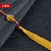 Pingente de Leque com Borla Dourada Longa para Hanfu, Acessório de Borla Estilo Chinês Venda por Atacado