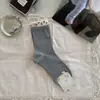 Calcetines de Malla con Volantes Florales Songmu para Mujer, Calcetines de Media Pantorrilla, Nuevos Calcetines Holgados Sin Costuras de Encaje de Canalé Doble Primavera/Verano