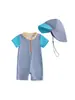 Traje de baño infantil con sombrero en color de costura 70-80-90-100-110