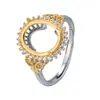 Anillo de Plata de Ley S925 Estilo Francés Lujo Ligero Bicolor Base para Incrustar DIY Piedra Principal 7x11mm Accesorios de Base para Anillo de Piedra Preciosa