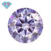 Anillo de gema Huagang redondo de color morado claro con superficie de piedra desnuda, ocho corazones y ocho flechas, piedra principal de moissanita morada, diamante desnudo