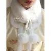 Accesorios Hanfu estilo antiguo otoño e invierno lindo cuello de piel bola de pelo felpa asta bufanda cálida niña