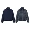 Jaqueta Reversível Curta Yidao Vintage 2026 Outono Nova Estilo Retro Americano Minimalista Nicho Casual com Gola Lapela