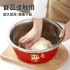 Tazón de Acero Inoxidable para Uso Doméstico, Tazón Rojo para Sopa, Tazón Especial para Lavar Verduras, Tazón de Cocina Engrosado, Tazón para Arroz, Tazón para Manteca, Juego de Tazones para Cocinar