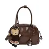 Bolsa de Casco para Boliche Feminina Simples Retrô Estilo Nicho Bolsa de Ombro Único Sob o Braço Estilo Viagem Trabalho Bolsa Transversal