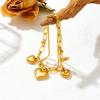 Pulsera de acero inoxidable de moda europea y americana transfronteriza de amor de doble capa para mujer, moda, corazón, bola de acero, joyería, accesorios de moda que combinan con todo