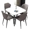 Mesa de Comedor Cuadrada de Losa de Roca Brillante Importada de Italia para Apartamento Pequeño, Mesa de Recepción Casual para Negociaciones, Mesa de Comedor para Hogar de Celebridad de Internet