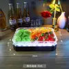 Bandeja de Frutas com Padrão de Gelo LED Ktv Prato de Frutas Brilhante Bandeja de Três Compartimentos Bandeja Recarregável para Lanches