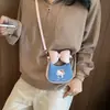 Linda bolsa de mezclilla con lazo de dibujos animados, nuevo diseño de gato bordado de moda, mini bolso cruzado, monedero para niños