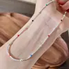 Colar de Contas Coloridas Feijão Doce Bola de Dopamina Corrente de Clavícula Artística Novo Estilo Empilhado Leve Luxo Nicho Corrente de Colar Feminino
