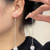 Pendientes de plata S925 con diseño avanzado de borlas largas huecas y redondas de Corea del Sur con personalidad de nicho y todo a juego