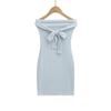 Sy9158-25 Puro Lujurioso Sexy que Muestra la Figura Hombros Descubiertos con Tirantes Ajustado a la Cadera Vestido Tubo Falda Corta