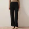 Caimento e toque macio~calça casual de tricô de caxemira para bebê, calça feminina de cintura alta, perna larga, solta, para outono e inverno, calça reta