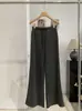KEKEZOON 2026 Otoño Nuevo Cintura Alta Adelgazante Cordón Casual Pierna Ancha Sueltos Micro Acampanados Pantalones 9030