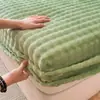 Novo Conjunto de Três Peças com Saia de Cama e Fronhas de Lã de Leite para Aquecimento de Inverno Cor Sólida Simples Uso Doméstico Protetor de Colchão Totalmente Fechado