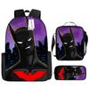 Mochila de Dibujos Animados de Venta Caliente Transfronteriza Batman Batma Mochila Escolar Bolso de Hombro Estuche para Lápices Juego de Tres Piezas