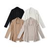 Cardigan Outer de Cor Sólida com Mangas Longas Sem Botões Jaqueta Estola Renda Feminina Splicing Camisola Slim Conjunto de Duas Peças