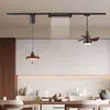 Nueva Lámpara Colgante de Restaurante Estilo Vintage con Riel Móvil, Lámpara de Suspensión Ajustable Color Crema Moderna Minimalista para Comedor