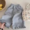 Pantalones para Niña Ropa Infantil Coreana Estilo Primavera 2026 Versión Coreana Bebé Encaje Casual Pantalones de Pierna Ancha Sueltos Cómodos Pantalones de Pierna Recta