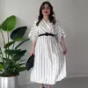 Verano 2024 Nuevo Moda Femenina Europea y Americana Amazon Transfronteriza Vestido a Cuadros Holgado con Estampado de Rayas y Cuello en V