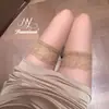 Medias Sexy con Borde de Encaje, Medias de Puro Deseo Tentación Ultradelgadas de Tubo Alto, Calcetines para Piernas Estilo Europeo y Americano hasta la Rodilla para Mujer