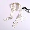 Bufanda de Seda Delgada con Lunares Negros al por Mayor Transfronteriza Estilo Coreano Elegante Bufanda Flotante Cinta para la Cabeza Accesorios para Camisas Atados