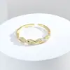 Anillo de Zirconia Distintivo Estilo Ins Vintage Cuerda Retorcida Anillo Abierto Retorcido Estilo Coreano Sentido de Alta Calidad Exquisito Anillo para Estudiante