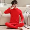 Roupa íntima térmica juvenil masculina ano de nascimento Vermelho Grande roupas de outono calças compridas presente camiseta básica