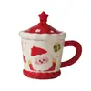 Taza Navideña Creativa con Tapa, Taza de Café de Aspecto Elegante, Taza de Agua para Pareja, Taza de Cerámica, Regalo de Navidad, Regalo Pequeño