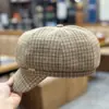 Boina a Cuadros Estilo Chanel para Mujer, Primavera y Otoño, Adelgazante, Gorra de Periodista Versátil Vintage, Moda Literaria de Moda