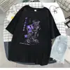 Camiseta estampada de manga corta para niña color Morado Ángel 2023, top corto holgado de verano para mujer, cuello redondo
