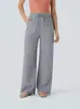 Pantalones casuales de lino de pierna ancha de cintura alta con cordón y bolsillo lateral Amazon 2026, pantalones de playa anchos y fluidos con cintura elástica