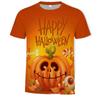 Camiseta de verano con cuello redondo y estampado digital 3D de calabaza de Halloween, holgada e informal, de manga corta para hombre