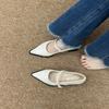 Sapatos Mary Jane pretos franceses de salto grosso femininos novos de primavera bico fino boca baixa salto alto sapatos para o dia a dia
