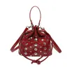Bolso de Hombro Trendy Estilo Coreano con Remaches para Mujer, Bolso de Mano Ligero Compacto Elegante Tipo Cubo para el Trabajo y los Viajes