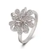 Anel de flor rotativo criativo novo anel de flor grande da moda anel totalmente cravejado de diamantes joias de zircônia europeias e americanas anel de comércio exterior