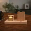 Portalápices de Madera Maciza y Cristal, Luz de Noche, Decoración de Escritorio Feng Shui, Regalo Empresarial Creativo, Regalo de Cumpleaños para Estudiante, Recuerdo