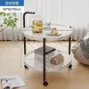 Mesa de té pequeña móvil, carrito pequeño, estante de almacenamiento mini con ruedas para sala de estar/balcón, mesita de noche, mesa auxiliar, mesa redonda pequeña