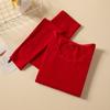 Ropa de Otoño y Pantalones Largos para Mujer Algodón Calefactor Salto de Color Cuello Redondo Ropa Interior Térmica Delgada Traje Body Sin Costuras para Mujer Camiseta Base Versátil