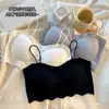 Ropa interior de seda de hielo para niñas de secundaria en etapa de desarrollo, top tipo tubo deportivo con soporte U a prueba de impactos