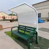 Parasol para Exteriores Banco Largo Verde con Toldo Asiento de Descanso Parque Cancha de Tenis Asiento Mesa Larga Silla Silla de Ocio para Cancha