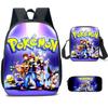 Mochila escolar exclusiva transfronteiriça Baokemeng pokemon mochila do Pikachu mochila de três peças respirável e confortável