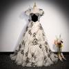 Vestido de noche estilo francés para mujer, alto sentido, anfitrión de banquete, ceremonia para adultos, actuación de piano, pintura a tinta estilo chino, música vocal, examen de arte