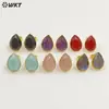 Pendientes Sparkly con Forma de Semilla de Melón Wt-E800, Piedra Roja Jade Amatista, Chapados en Oro de 18 Quilates para Mujer