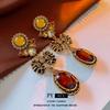 Pendientes ovalados de diamantes con alfiler de plata vintage de estilo antiguo medio, pendientes estilo corte de nicho retro, pendientes de alta gama al por mayor