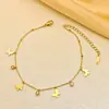 [acero de titanio de cuerpo completo] nueva moda serie de tobilleras de acero de titanio corazón de melocotón luna no se desvanece doble borla joyería para el pie