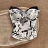 Top Camisola Bustier Estilo Pop Art de Quadrinhos Preto e Branco Emagrecedor