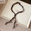 Colar Colar com Pingente de Coração Estampado em Tecido Estilo Étnico Moderno Elegante Corrente para Clavícula de Alta Qualidade Colar de Luxo Leve de Alta Qualidade